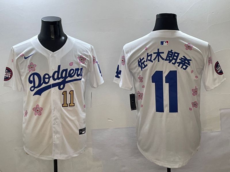 Men Los Angeles Dodgers 11 R.Sasaki White Sakura Edition 2025 Nike MLB Jersey style 4